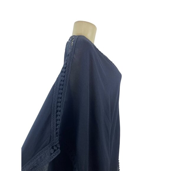Tommy Bahama Black Poncho With Crochet Trim For Women Size S/P - Picture 5 of 7